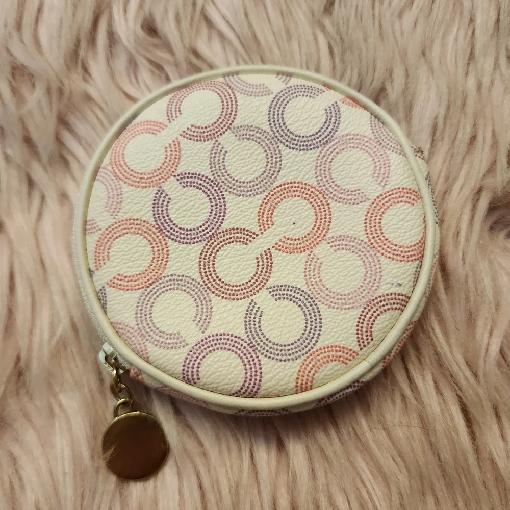 Coach round op art zipper coin purse